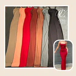 Vestido de tirantes largo/cerrado (tela de espagueti) disponibles varios colores 