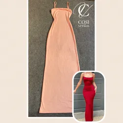 Vestido de tirantes largo/cerrado (tela de espagueti) 