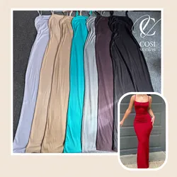 Vestido de tirantes largo/cerrado (tela de espagueti) disponibles varios colores