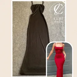 Vestido de tirantes largo/cerrado (tela de espagueti) 