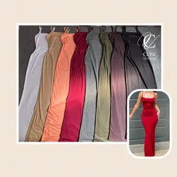 Vestido de tirantes largo/cerrado (tela de espagueti) disponibles varios colores 