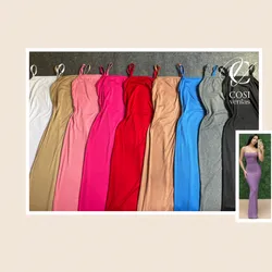 Vestido de tirantes largo/cerrado (tela espagueti ) disponibles varios colores