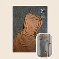Vestido con abertura (tela lisa) 
