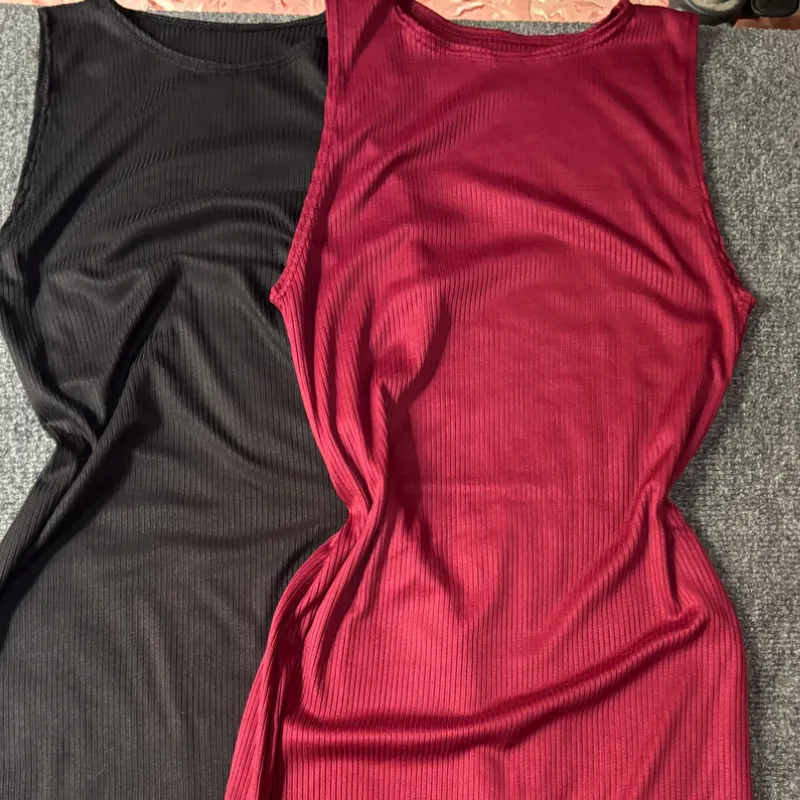 Vestido desmangado largo con abertura (varios colores) 