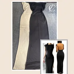 Vestido largo cerrado con espalda descubierta 💗