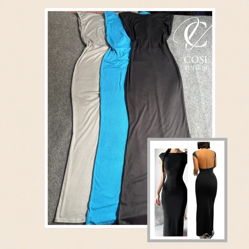 Vestido largo cerrado con espalda descubierta 💗