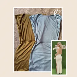 Vestido (tela espagueti) de manga corta y espalda descubierta 