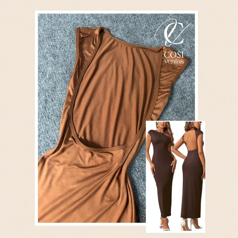 Vestido largo cerrado con espalda descubierta 💗