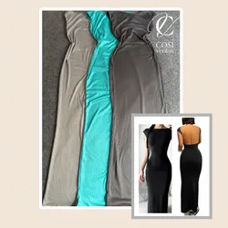 Vestido largo cerrado con espalda descubierta 💗