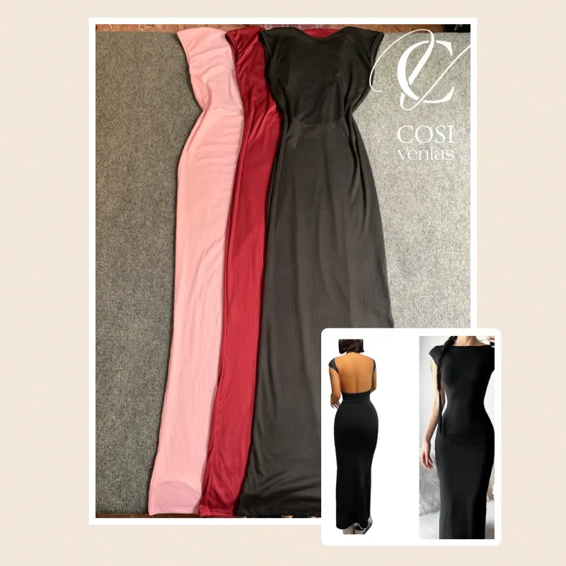 Vestido largo cerrado con espalda descubierta 💗