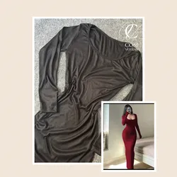 Vestido largo cerrado de mangas largas en negro 