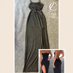 Vestido largo con espalda descubierta cruzada 🖤negro 