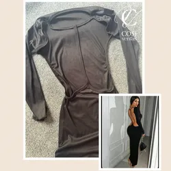 Vestido largo con espalda descubierta y tira (en negro) 