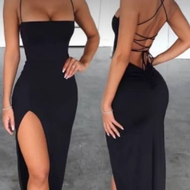 Vestidos largo de espalda descubierta cruzada