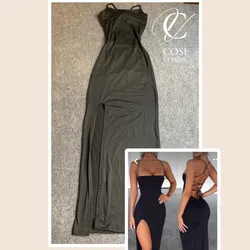 Vestido largo de espalda descubierta cruzada  🖤negro