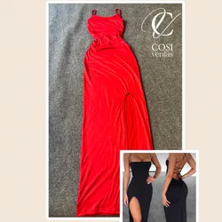 Vestido largo de espalda descubierta cruzada ♥️rojo 