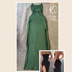 Vestido largo de espalda descubierta cruzada 💚verde 