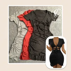 Vestido manga corta doble abertura delantera 💗