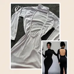 Vestido cuello de tortuga en blanco 