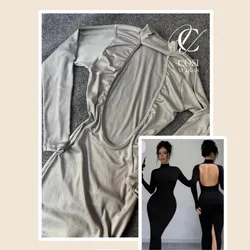 Vestido cuello de tortuga en gris 