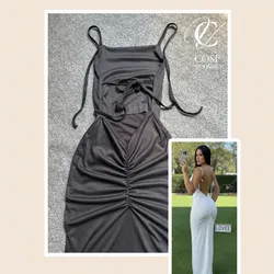 Vestido negro (espagueti) de tirantes y espalda descubierta