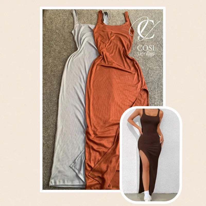 Vestido tipo camiseta con abertura en la pierna 