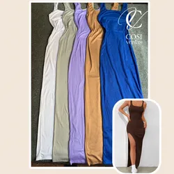Vestido tipo camiseta con abertura en la pierna (varios colores)