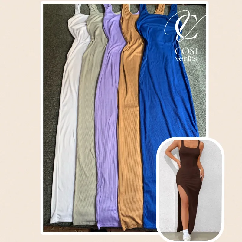 Vestido tipo camiseta con abertura en la pierna (varios colores) 