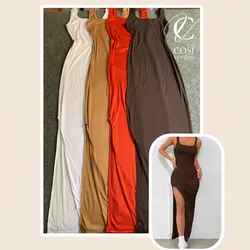 Vestido tipo camiseta con abertura en la pierna (varios colores)