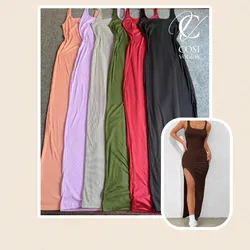 Vestido tipo camiseta con abertura en la pierna (varios colores)