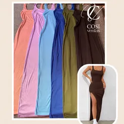 Vestido tipo camiseta con abertura en la pierna (varios colores)