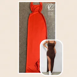 Vestido tipo camiseta con abertura en la pierna (varios colores)
