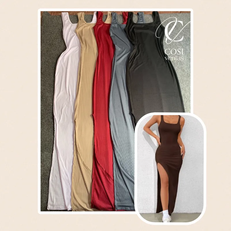 Vestido tipo camiseta con abertura en la pierna (varios colores) 