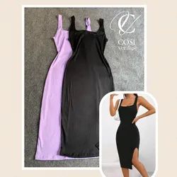 Vestido tipo camiseta con apertura en la pierna 