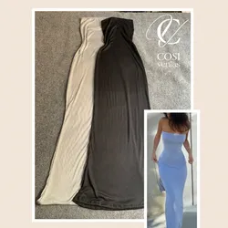 Vestido top sin tirantes (largo) cerrado completo 