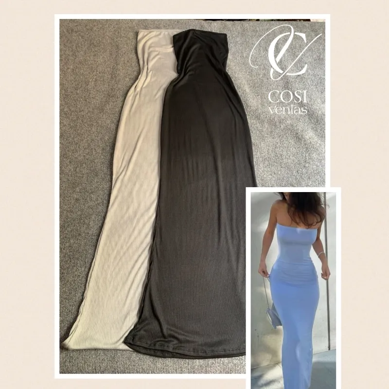 Vestido top sin tirantes (largo) cerrado completo 