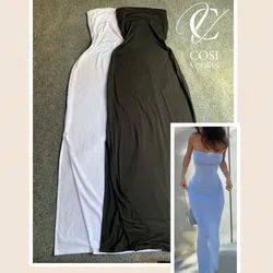Vestidos largos con abertura/ strapless (tela algodón)