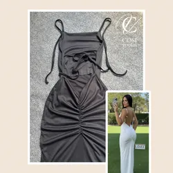 Vestidos negro (tela espagueti) de tirantes y espalda descubierta