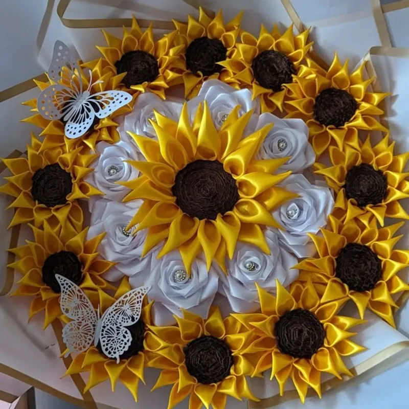 Ramos de girasoles y rosas