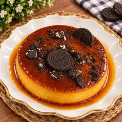 🍮Flan de leche cubierto con galletas de chocolate 🍮