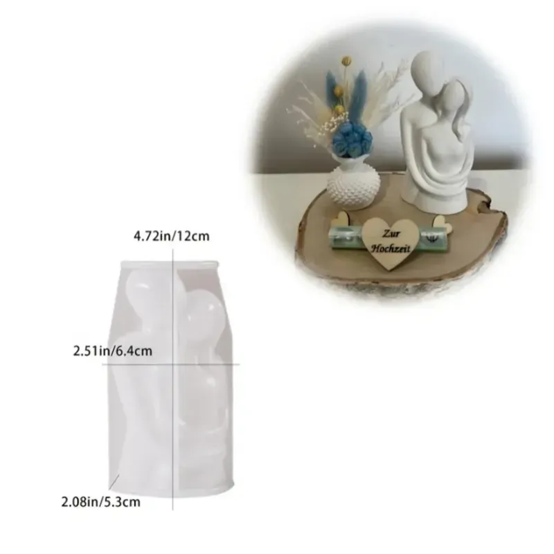 Abrazo. Figura decorativa de yeso. Minimalista