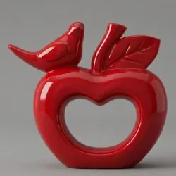 Apple with bird (manzana con pájaro) Rojo