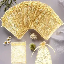 Bolsa de organza, dorada