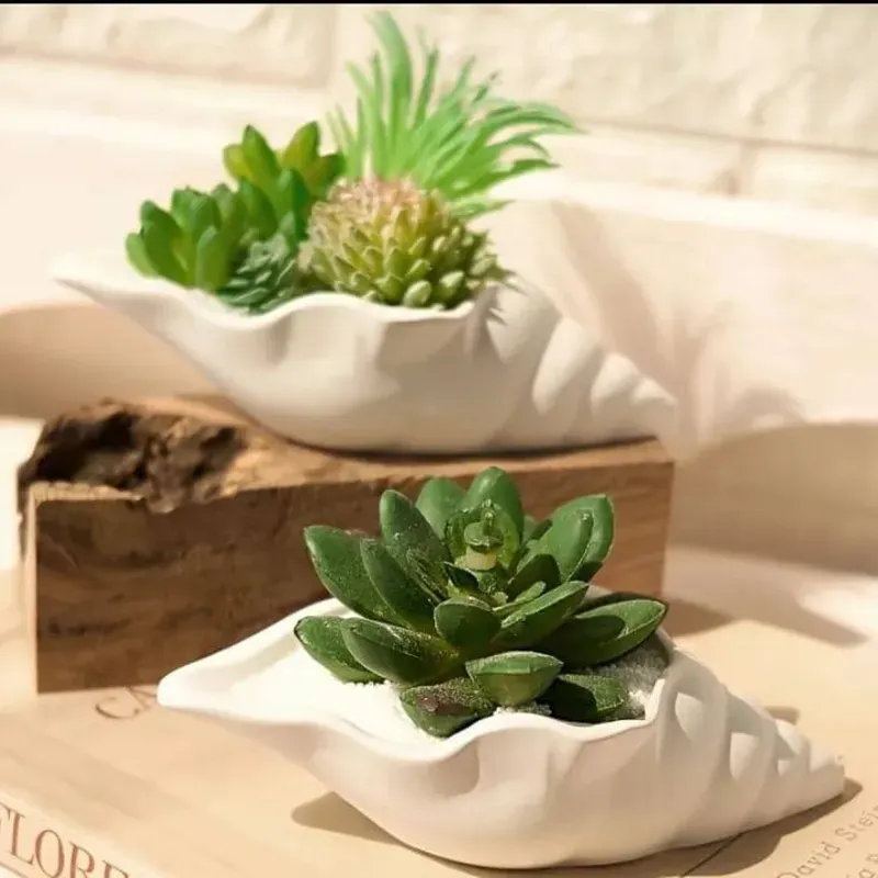 Caracol de yeso. Para plantas artificiales o para velas (no incluidas)