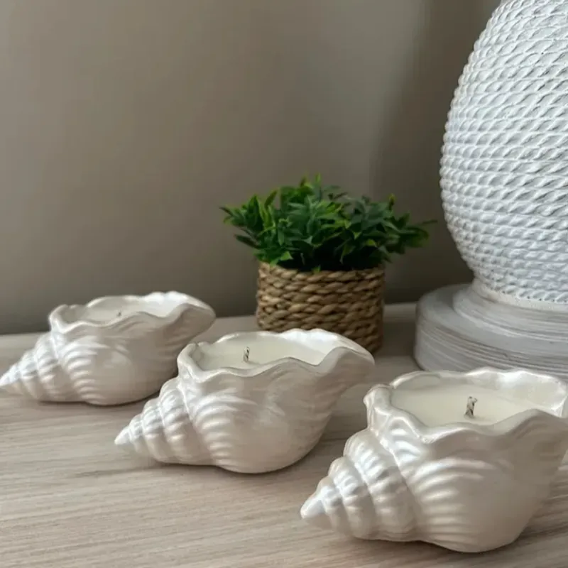 Caracola de yeso. Para plantas artificiales o para velas (no incluidas)