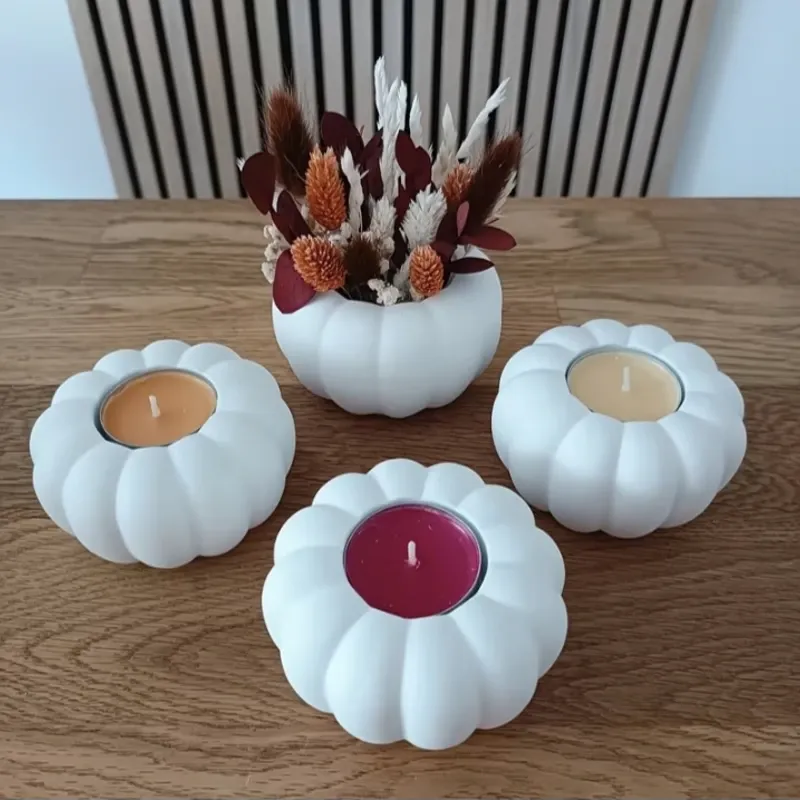 Contenedor minimalista de yeso. Para plantas artificiales o para velas (no incluidas)