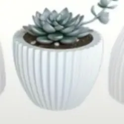 Elegante maceta cónica con diseño a rayas. Tamaño mediano 