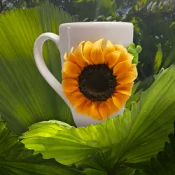 Jarra grande decorarda con girasol en porcelana fria 🌻 