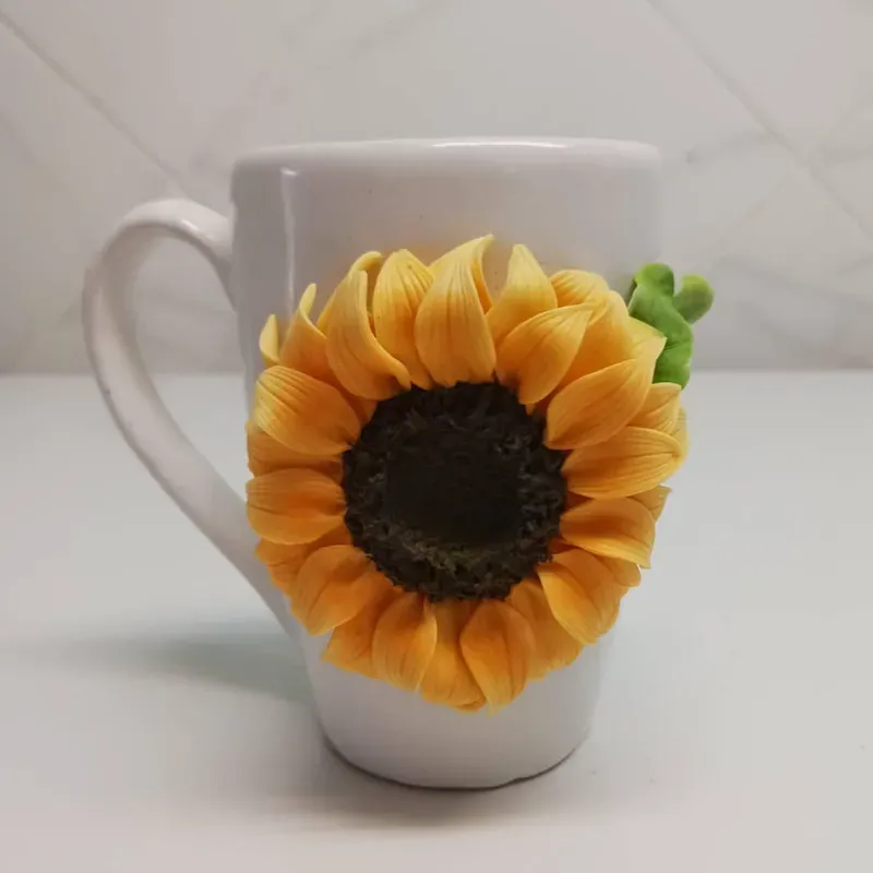Jarra grande decorarda con girasol en porcelana fria 🌻 