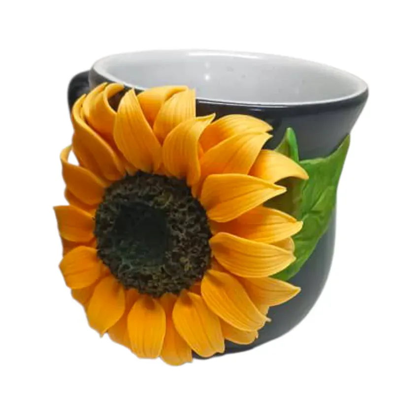 Jarra mediana decorada con girasol en porcelana fria  🌻 